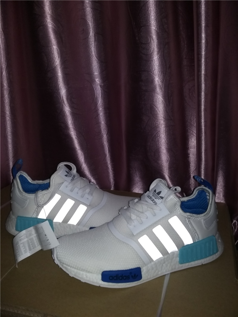 Real Boost Adidas NMD R1 White Blue Glow